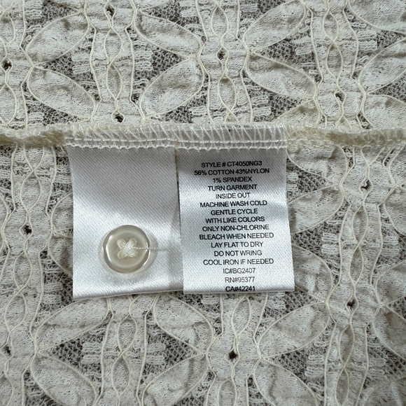 Sactuary Top Womens X Large Ivory Dreamgirl Lace Long Sleeve Button Up - Picture 11 of 11